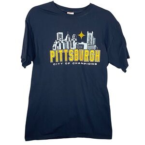 NFL Team Apparel Pittsburgh City of Champions Skyline Tee Black & Gold SZ LG